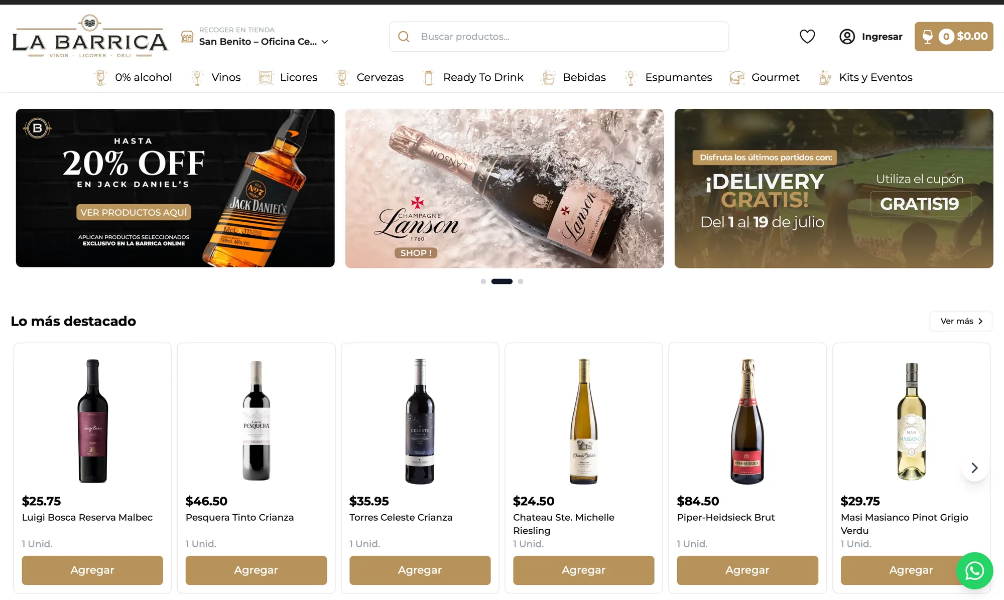 Tienda en línea de un cliente Decima